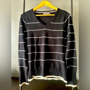 Michael Stars black with white stripes wool and cashmere blend sweater
